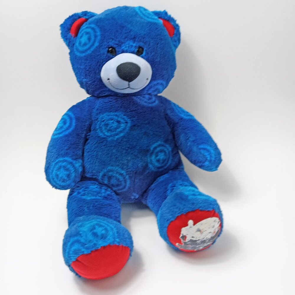 Build a Bear Blue Marvel Avengers Captain America Stuffed Plush Teddy Bear 17"